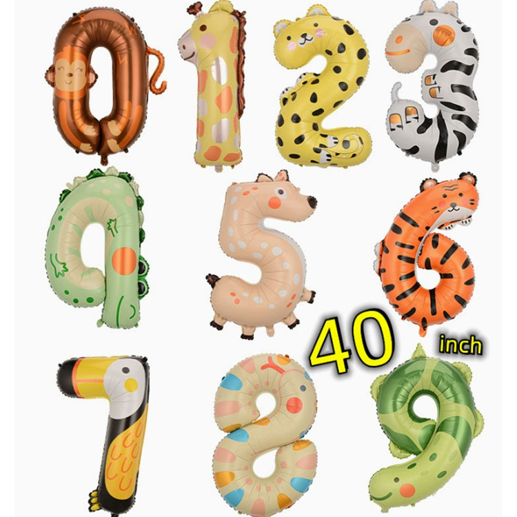 40 tuuman eläinnumerofolioilmapallot