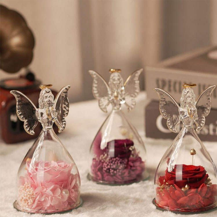 Lasinen enkeli Säilötty kukka Lahja